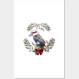 Kookaburra Australian Christmas Wreath Posters and Art